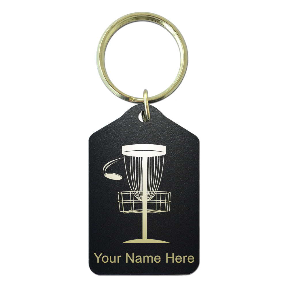 Black Metal Keychain, Disc Golf, Personalized Engraving Included