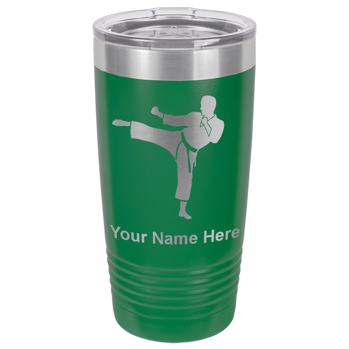 20oz Vacuum Insulated Tumbler Mug, Karate Man, Personalized Engraving Included
