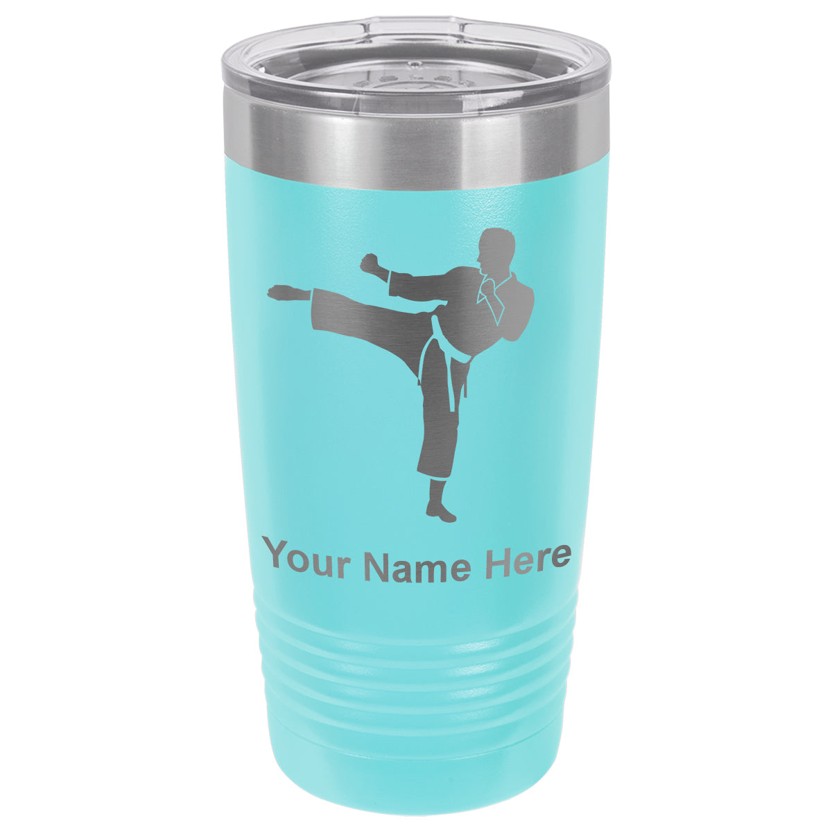 20oz Vacuum Insulated Tumbler Mug, Karate Man, Personalized Engraving Included