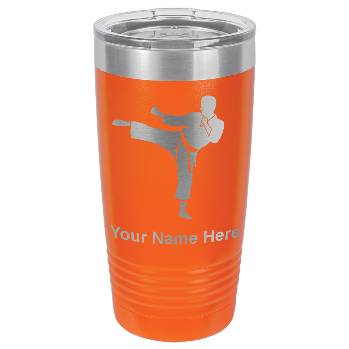 20oz Vacuum Insulated Tumbler Mug, Karate Man, Personalized Engraving Included