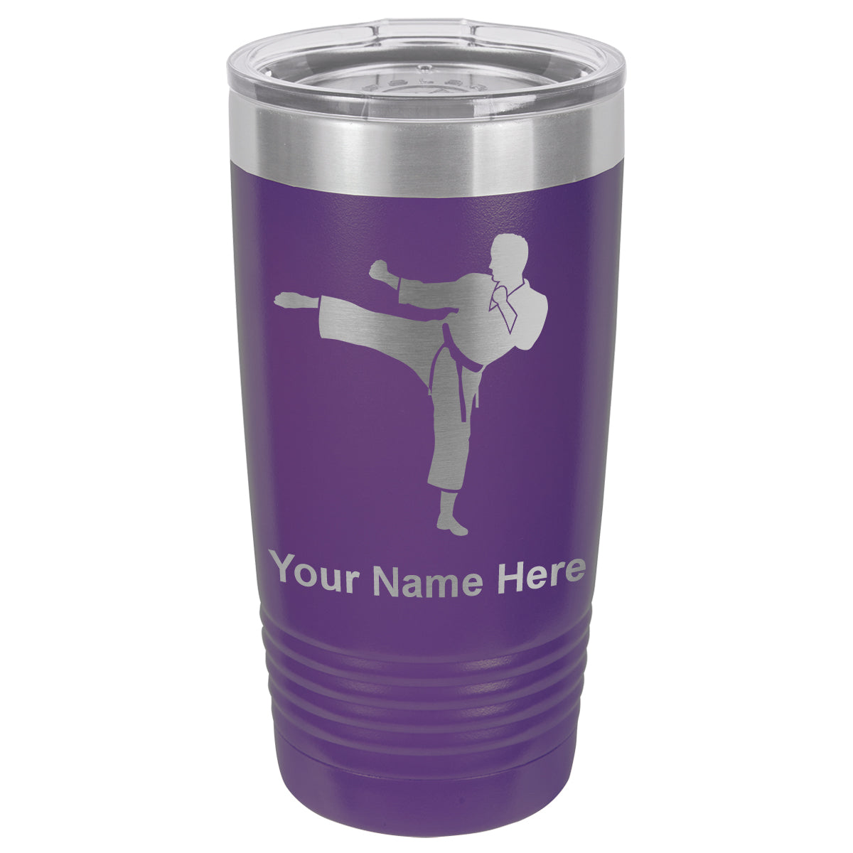 20oz Vacuum Insulated Tumbler Mug, Karate Man, Personalized Engraving Included