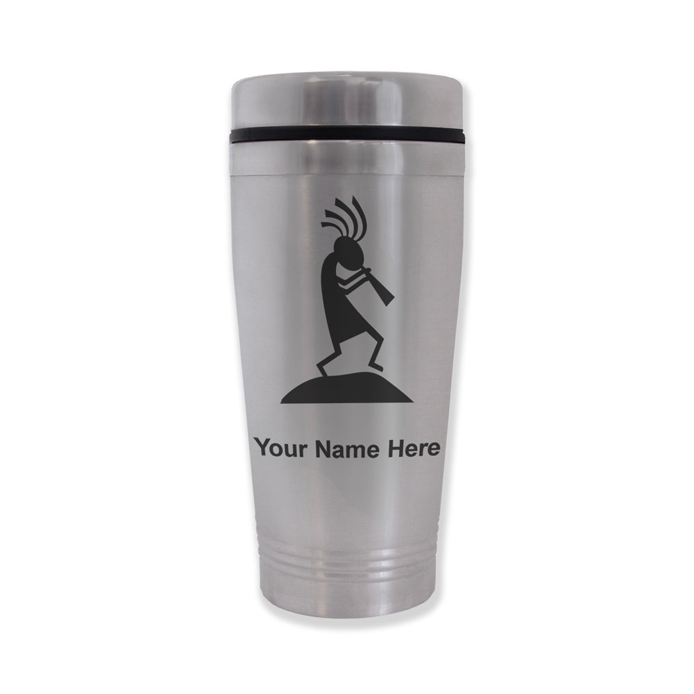 Commuter Travel Mug, Kokopelli, Personalized Engraving Included
