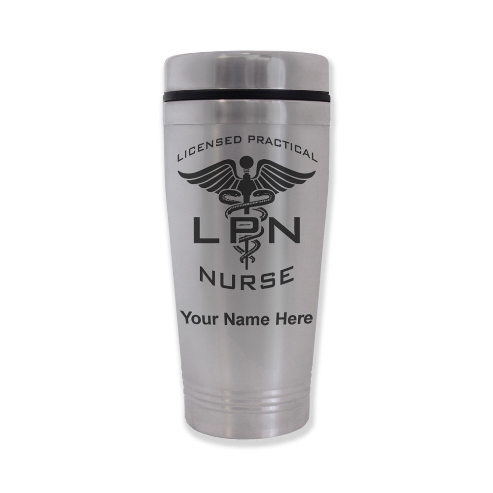 Commuter Travel Mug, LPN Licensed Practical Nurse, Personalized Engraving Included