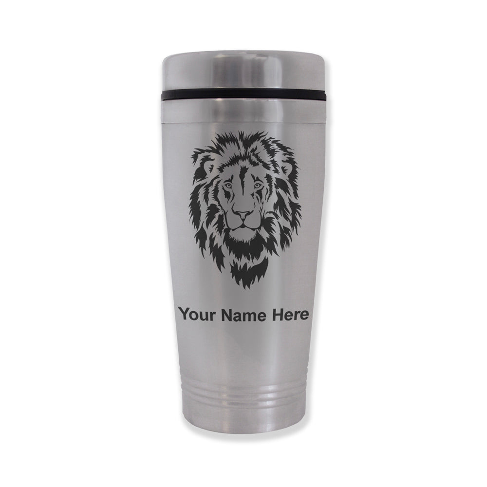 Commuter Travel Mug, Lion Head, Personalized Engraving Included