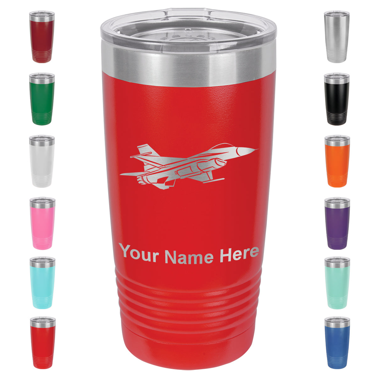 20oz Vacuum Insulated Tumbler Mug, Fighter Jet 1, Personalized Engraving Included