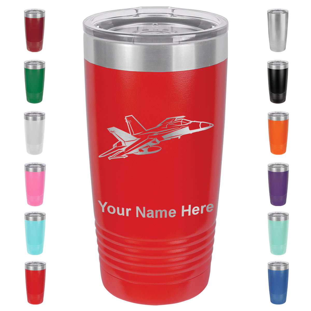 20oz Vacuum Insulated Tumbler Mug, Fighter Jet 2, Personalized Engraving Included