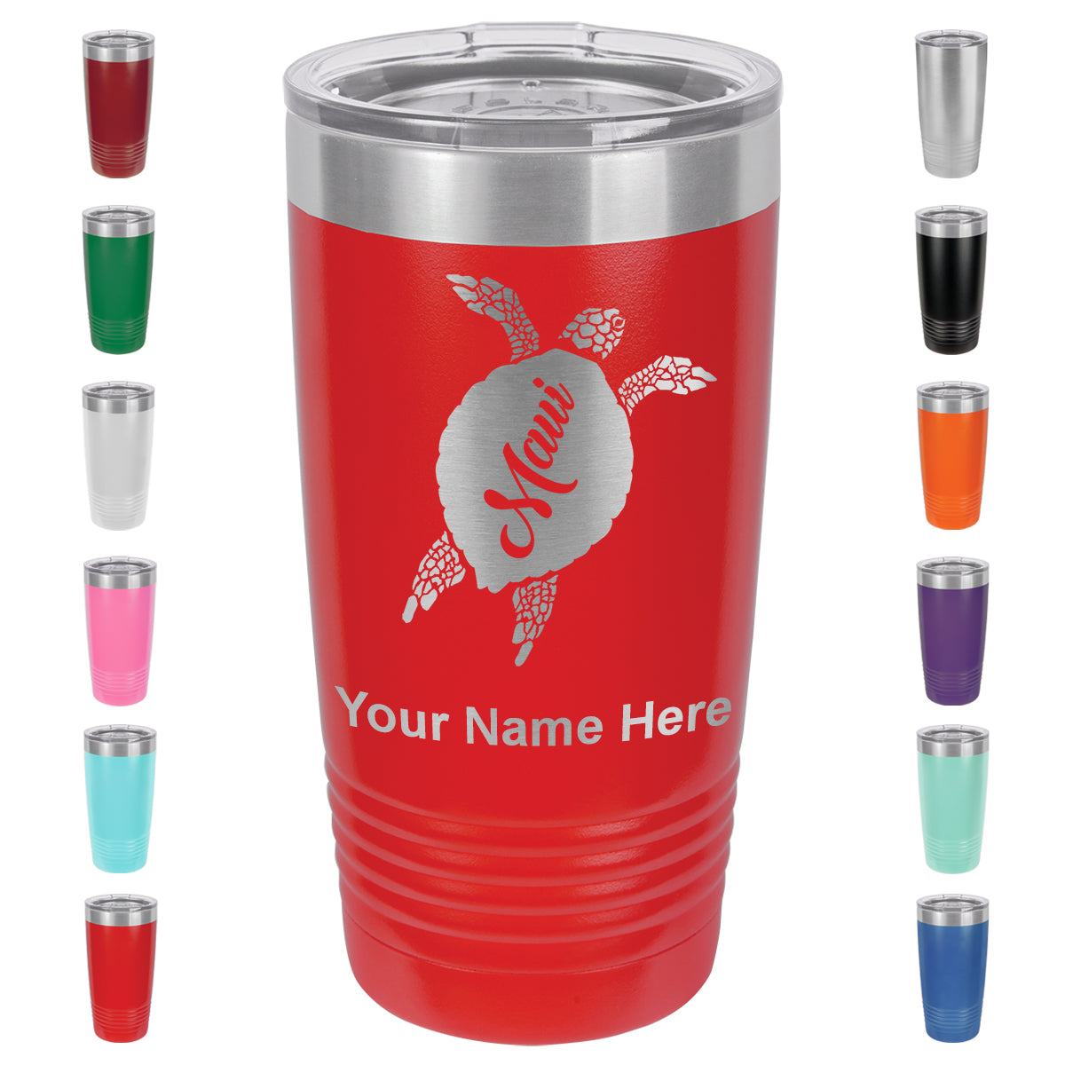 20oz Vacuum Insulated Tumbler Mug, Maui Sea Turtle, Personalized Engraving Included