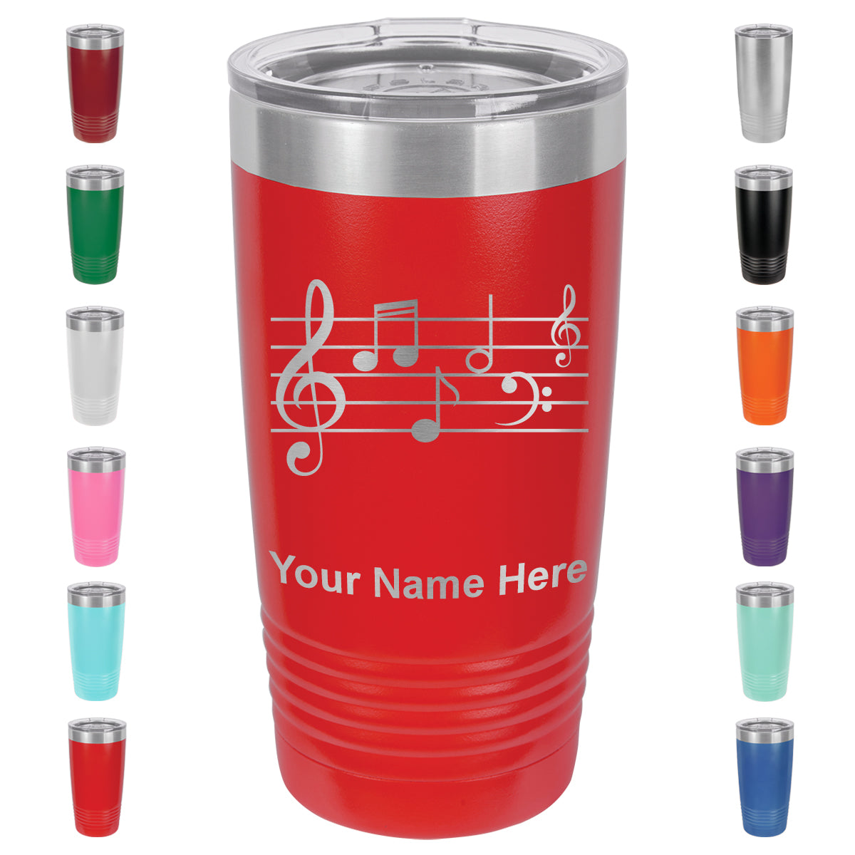 20oz Vacuum Insulated Tumbler Mug, Music Staff, Personalized Engraving Included