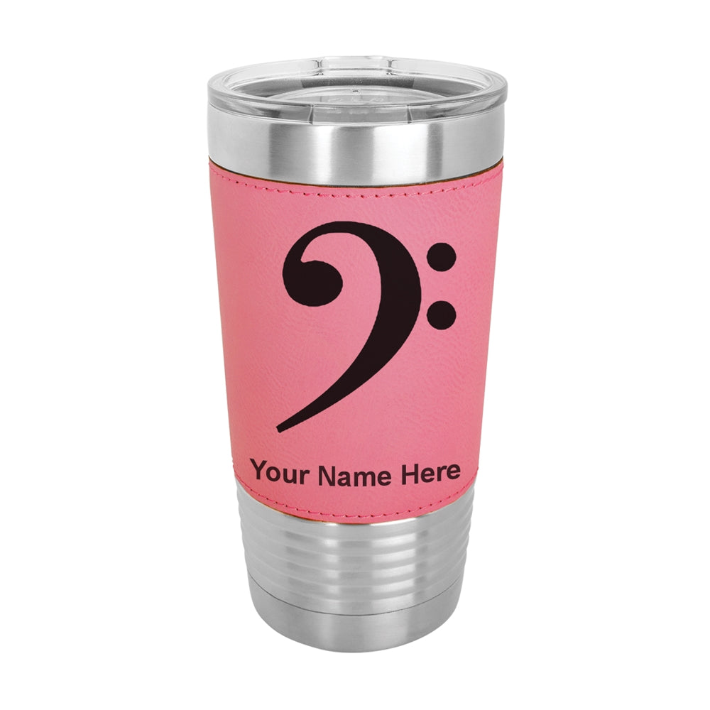 20oz Faux Leather Tumbler Mug, Bass Clef, Personalized Engraving Included - LaserGram Custom Engraved Gifts
