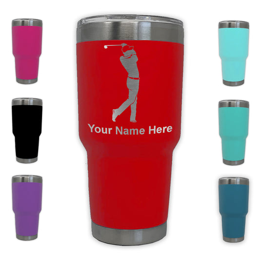 LaserGram 30oz Tumbler Mug, Golfer Golfing, Personalized Engraving Included