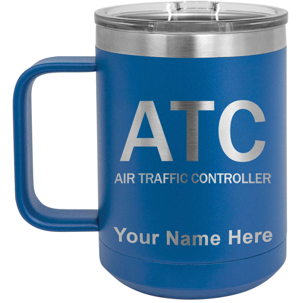 15oz Vacuum Insulated Coffee Mug, ATC Air Traffic Controller, Personalized Engraving Included