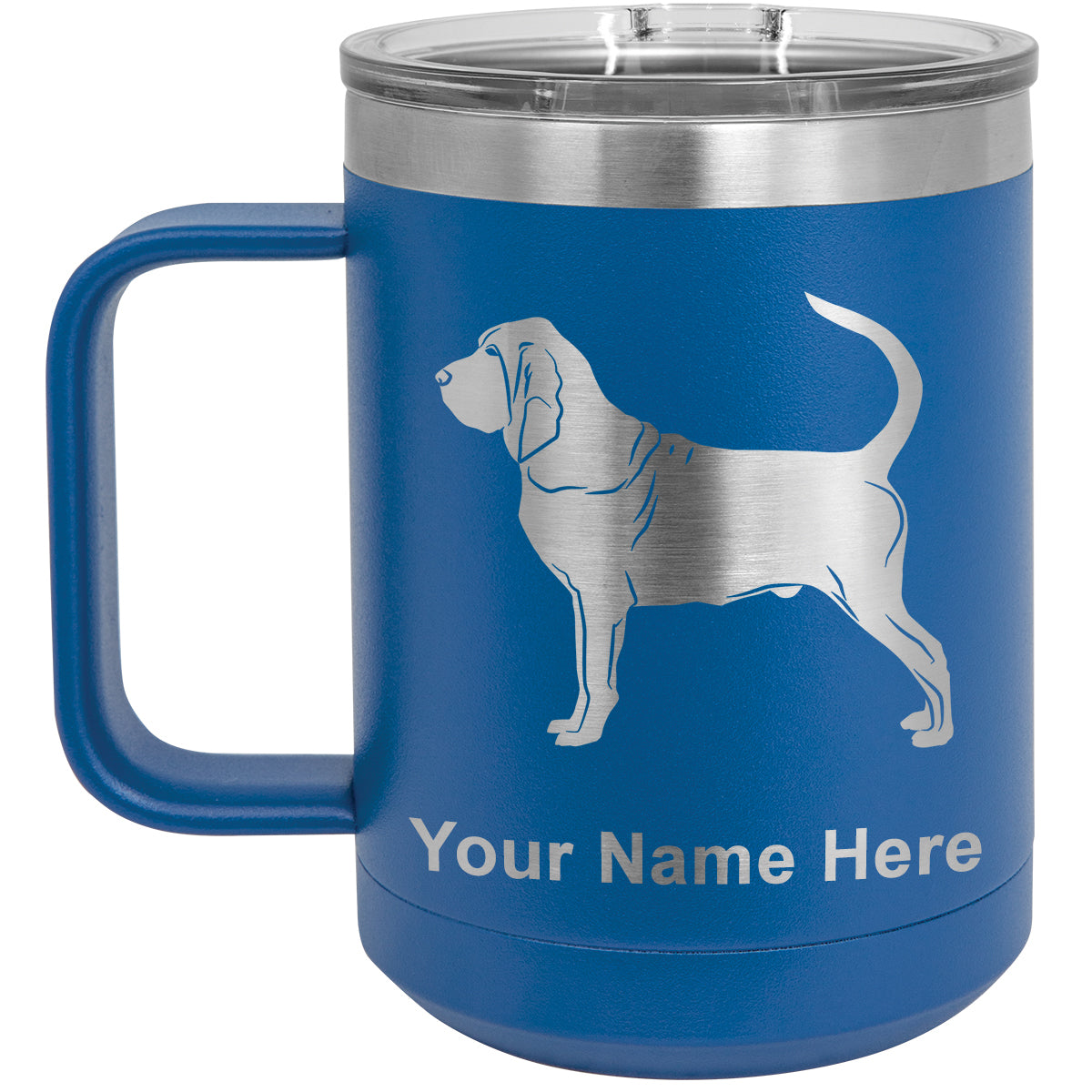 15oz Vacuum Insulated Coffee Mug, Bloodhound Dog, Personalized Engraving Included