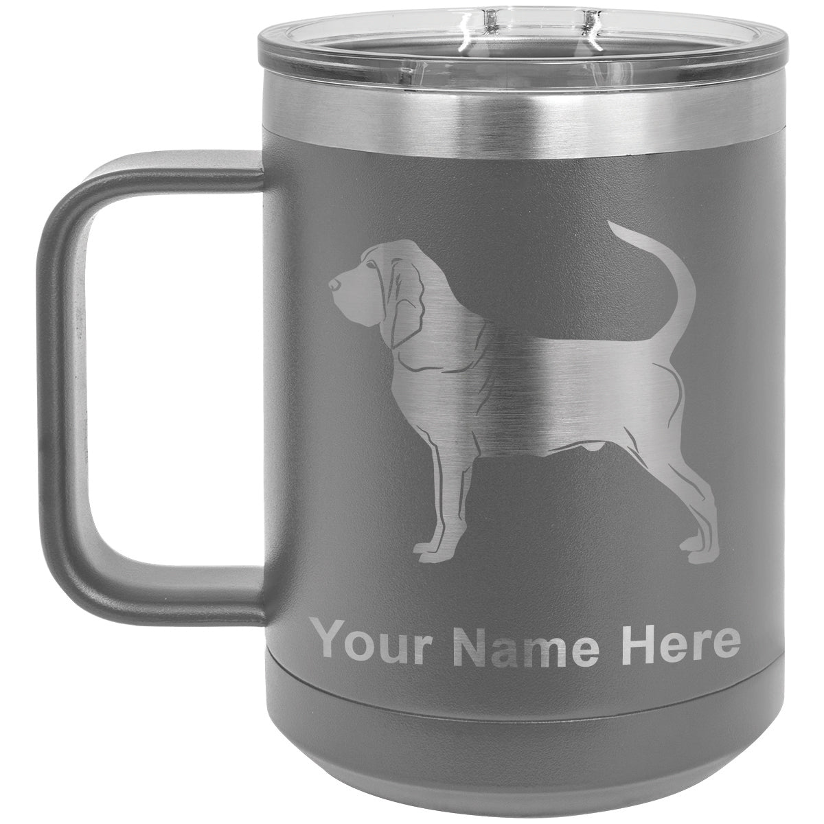 15oz Vacuum Insulated Coffee Mug, Bloodhound Dog, Personalized Engraving Included
