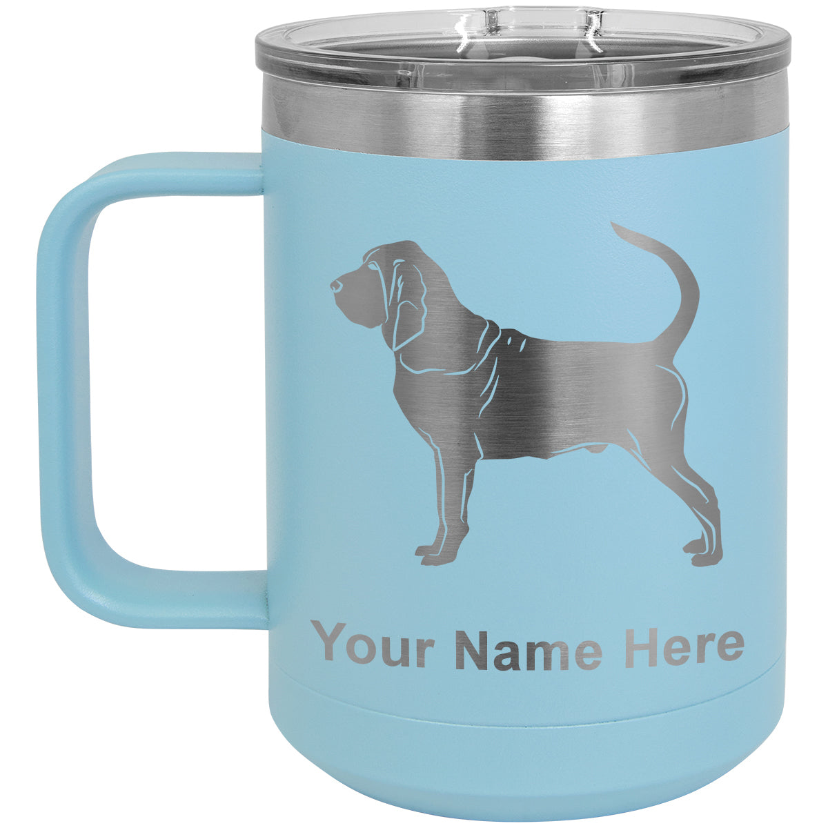 15oz Vacuum Insulated Coffee Mug, Bloodhound Dog, Personalized Engraving Included