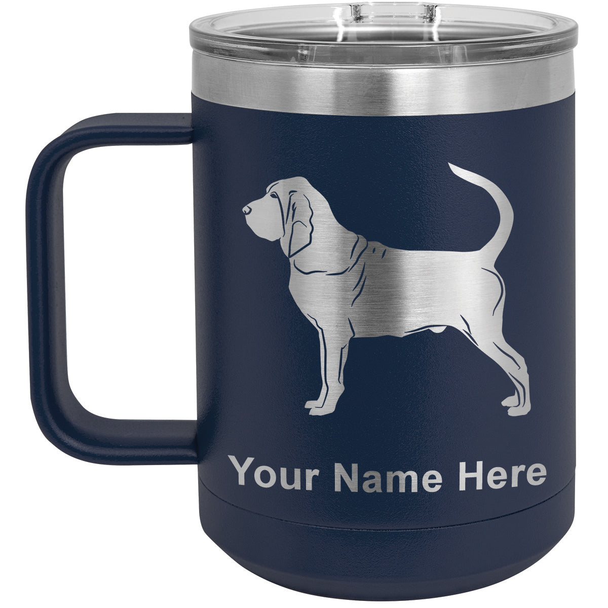 15oz Vacuum Insulated Coffee Mug, Bloodhound Dog, Personalized Engraving Included