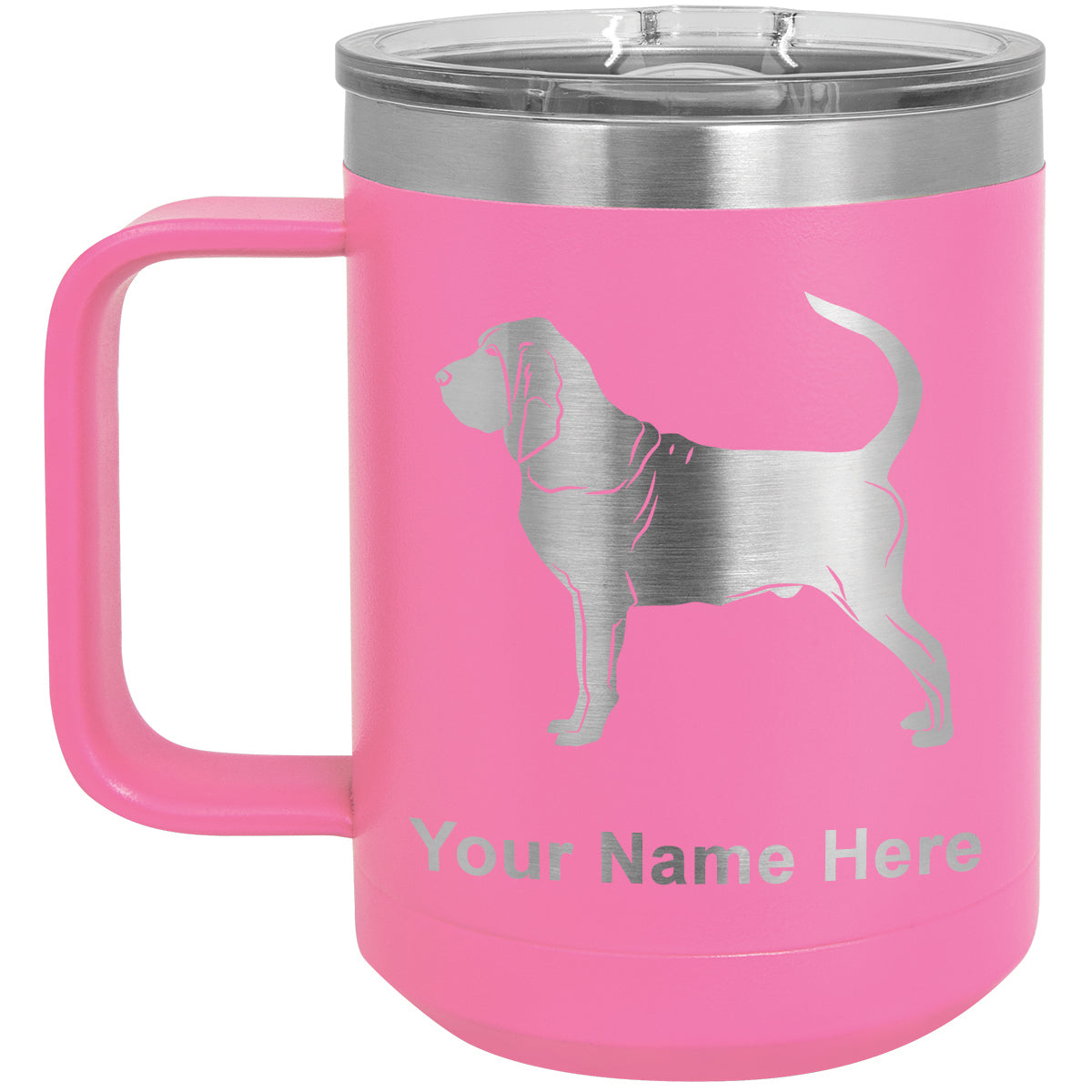 15oz Vacuum Insulated Coffee Mug, Bloodhound Dog, Personalized Engraving Included