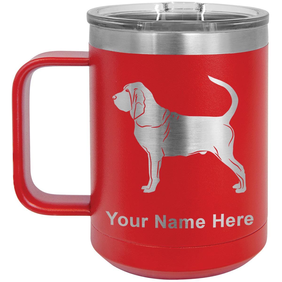 15oz Vacuum Insulated Coffee Mug, Bloodhound Dog, Personalized Engraving Included
