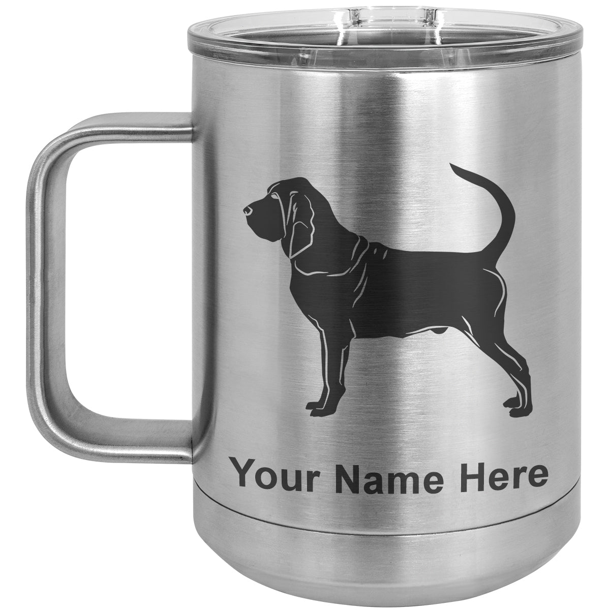15oz Vacuum Insulated Coffee Mug, Bloodhound Dog, Personalized Engraving Included