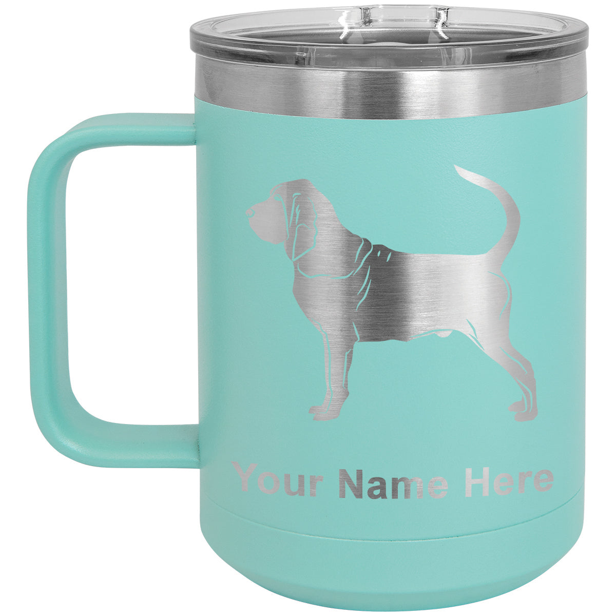 15oz Vacuum Insulated Coffee Mug, Bloodhound Dog, Personalized Engraving Included