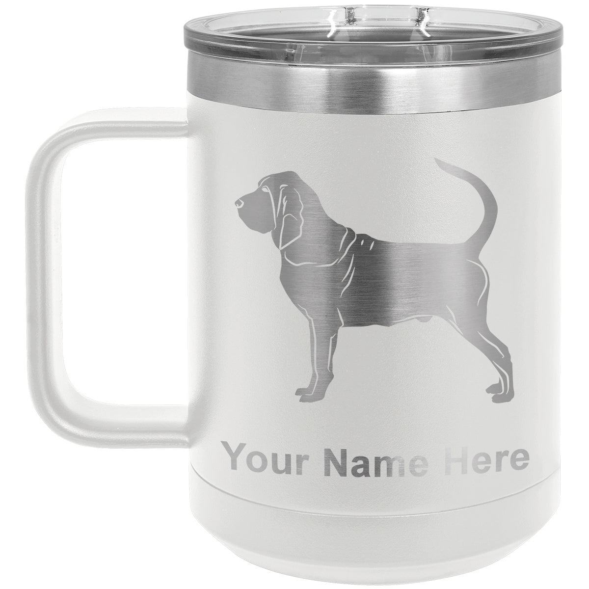 15oz Vacuum Insulated Coffee Mug, Bloodhound Dog, Personalized Engraving Included