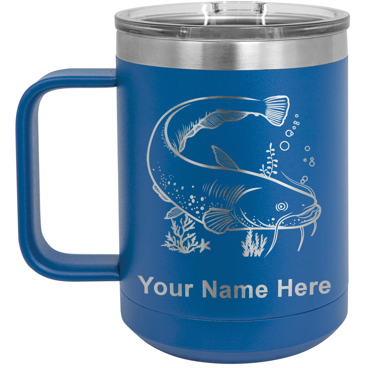 15oz Vacuum Insulated Coffee Mug, Catfish, Personalized Engraving Included