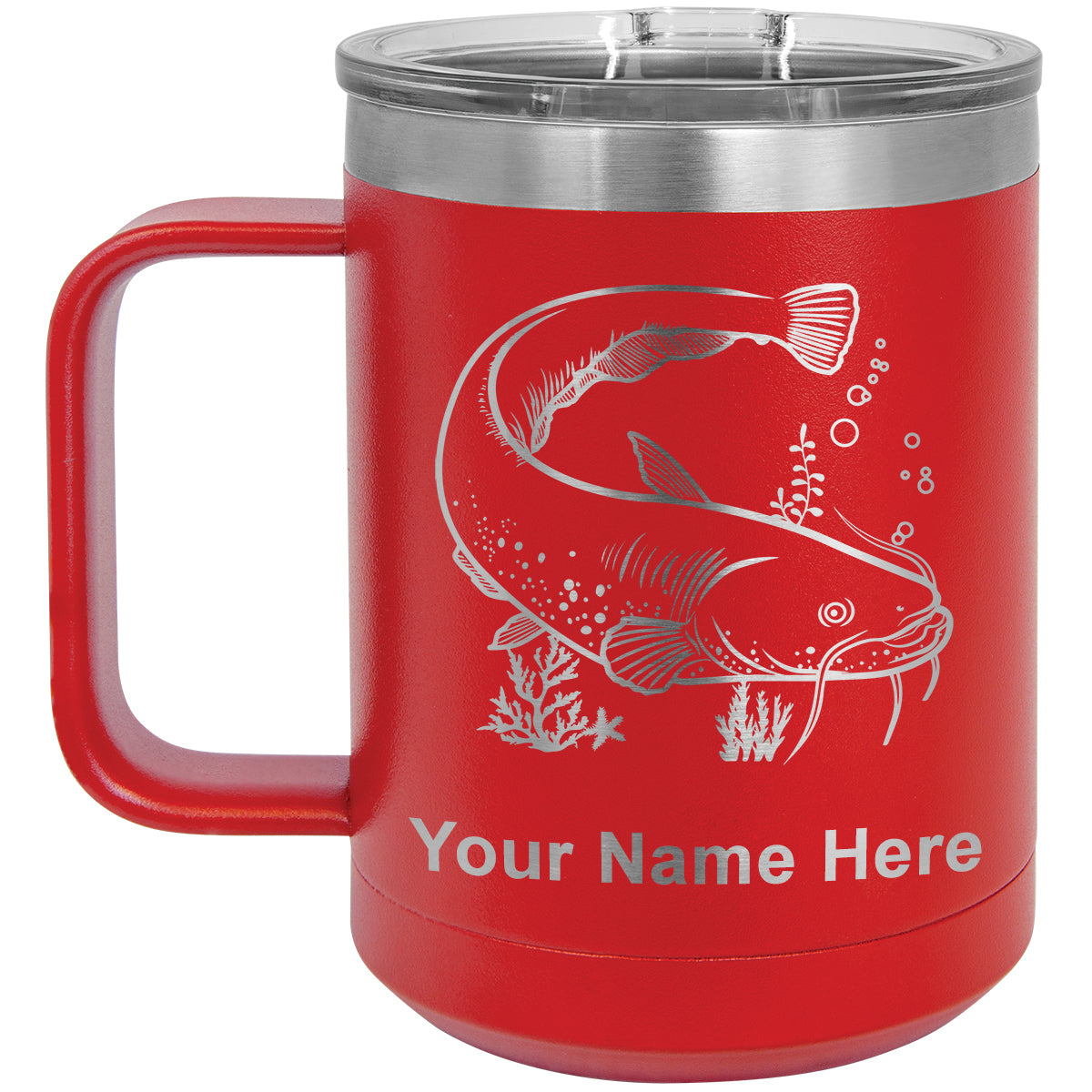 15oz Vacuum Insulated Coffee Mug, Catfish, Personalized Engraving Included