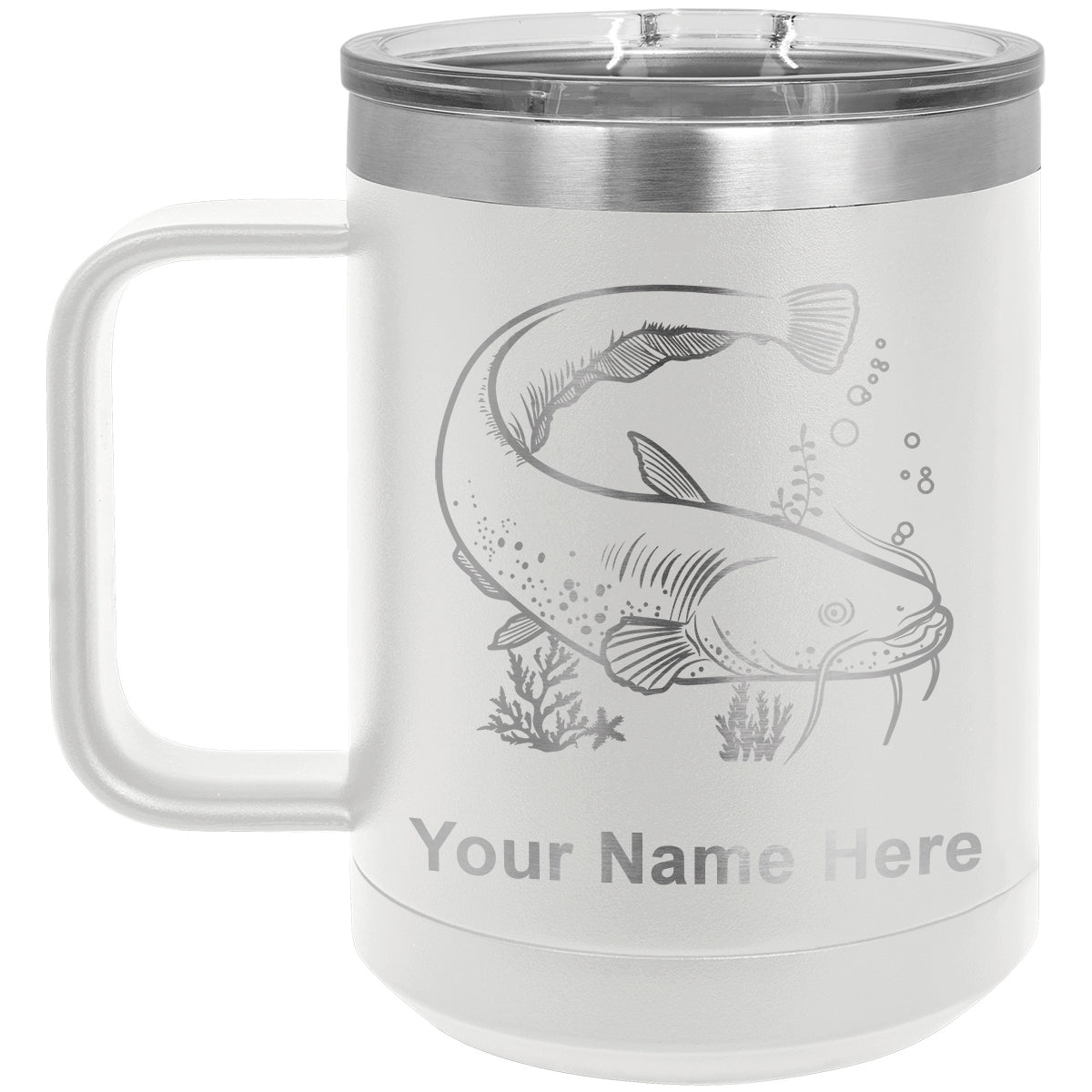 15oz Vacuum Insulated Coffee Mug, Catfish, Personalized Engraving Included