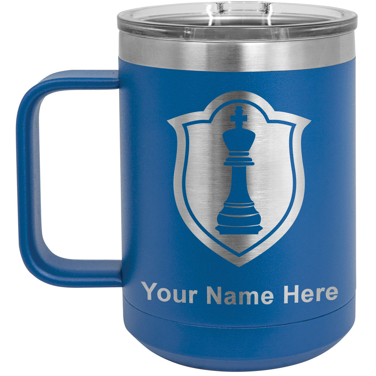 15oz Vacuum Insulated Coffee Mug, Chess King, Personalized Engraving Included