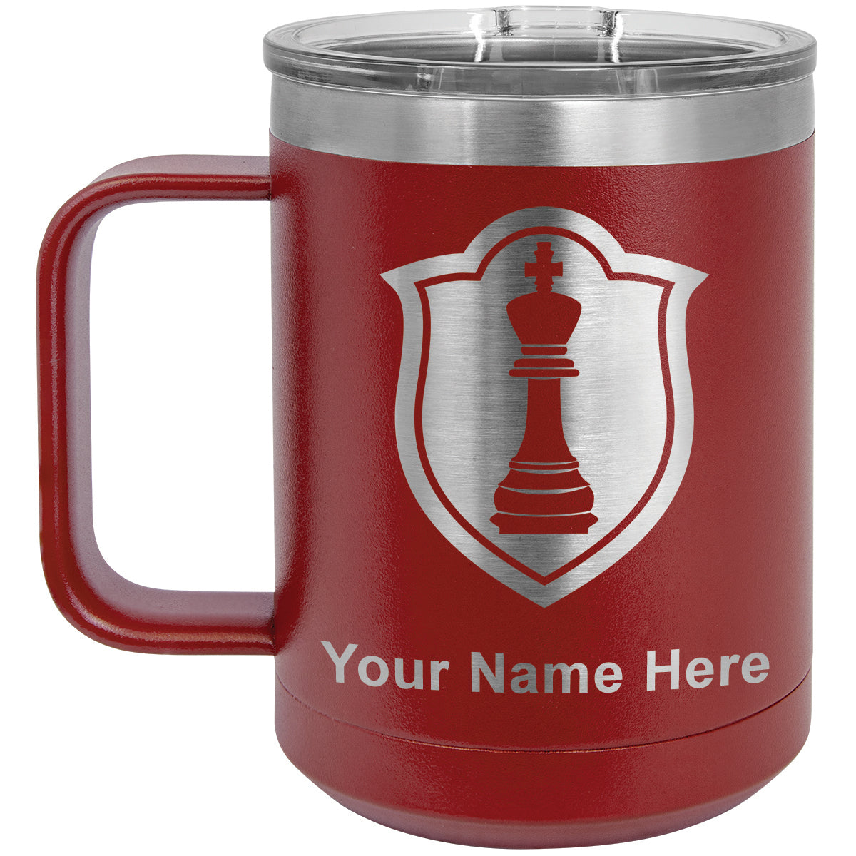 15oz Vacuum Insulated Coffee Mug, Chess King, Personalized Engraving Included