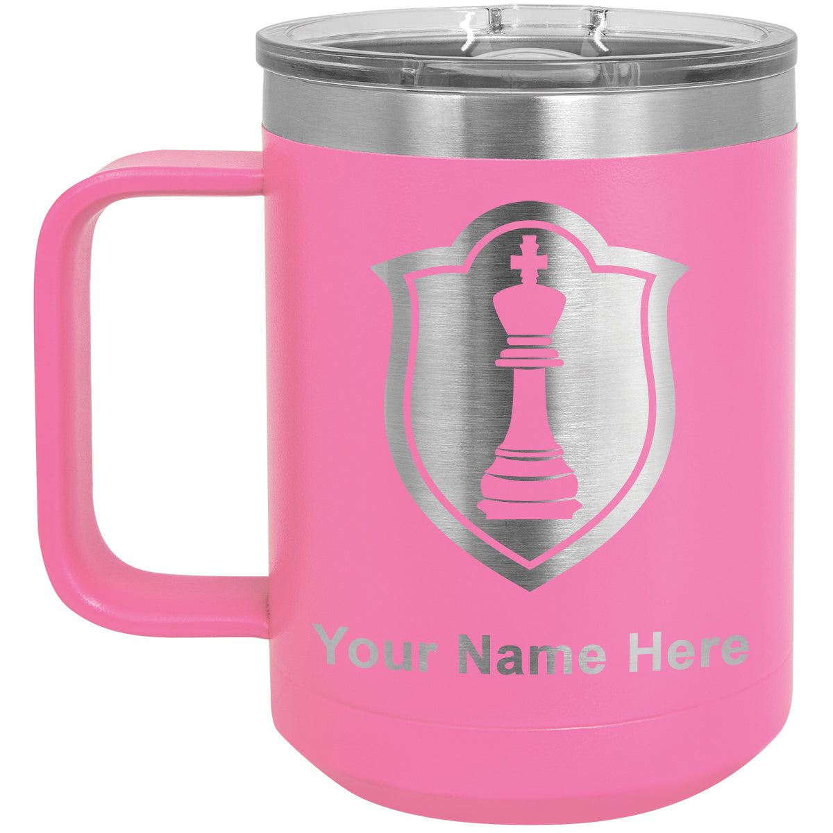 15oz Vacuum Insulated Coffee Mug, Chess King, Personalized Engraving Included