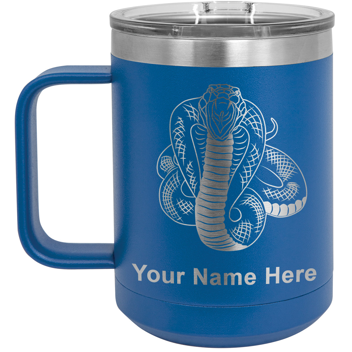 15oz Vacuum Insulated Coffee Mug, Cobra Snake, Personalized Engraving Included