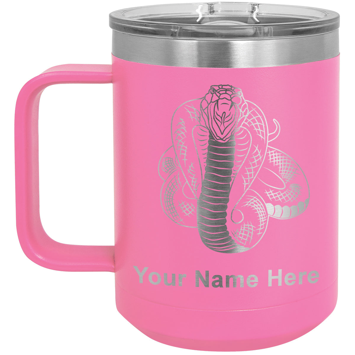 15oz Vacuum Insulated Coffee Mug, Cobra Snake, Personalized Engraving Included