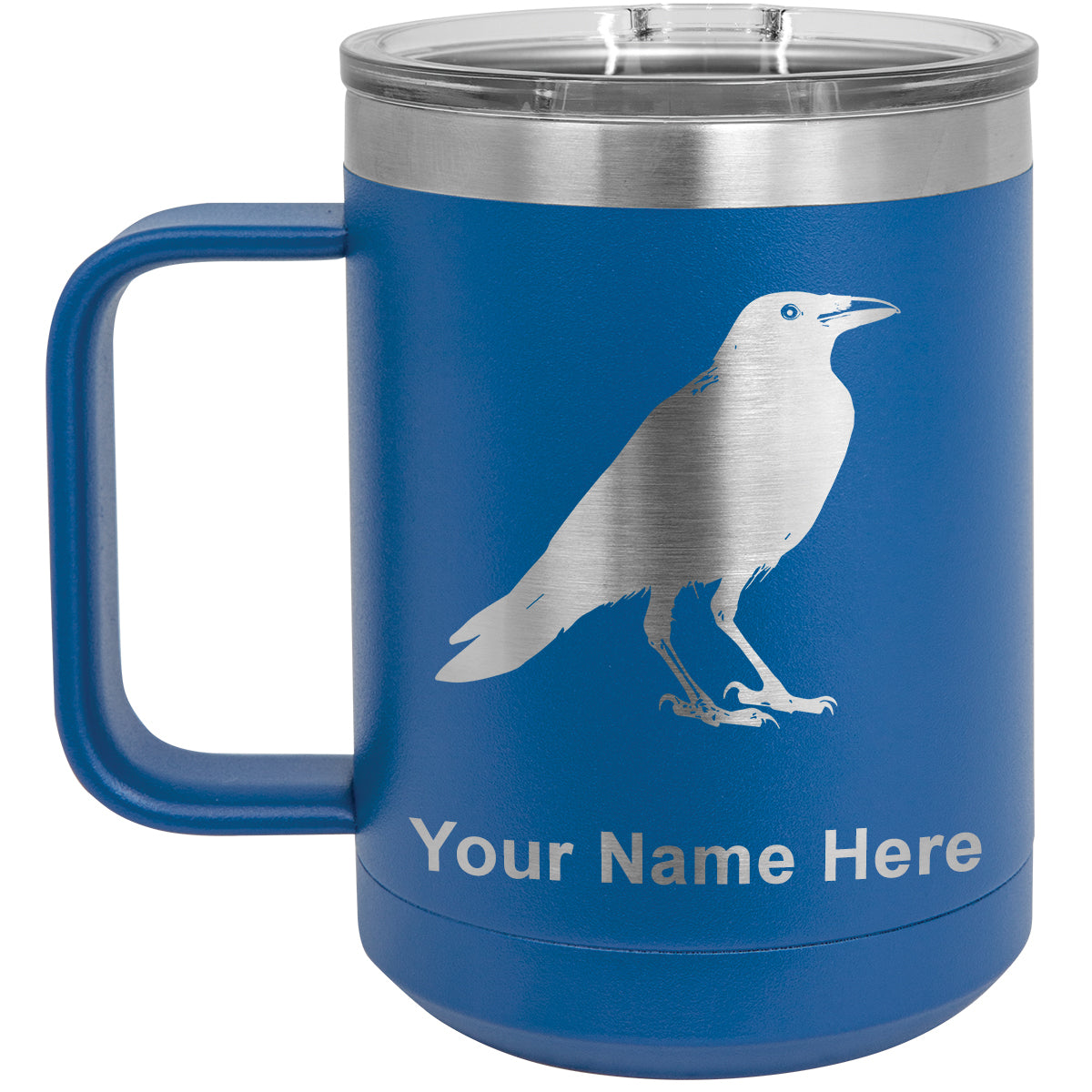 15oz Vacuum Insulated Coffee Mug, Crow, Personalized Engraving Included
