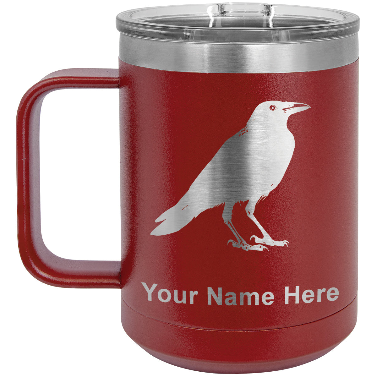 15oz Vacuum Insulated Coffee Mug, Crow, Personalized Engraving Included