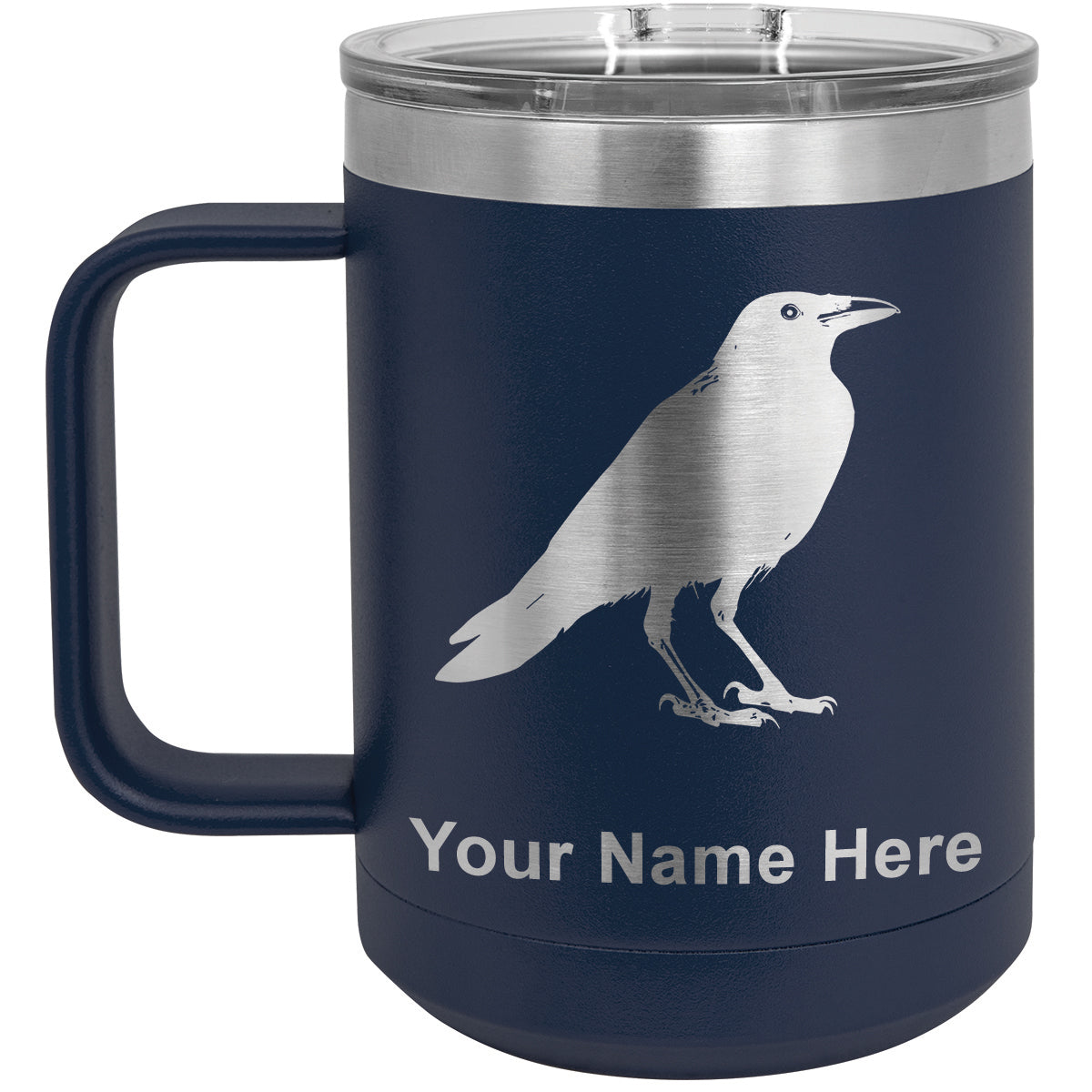 15oz Vacuum Insulated Coffee Mug, Crow, Personalized Engraving Included