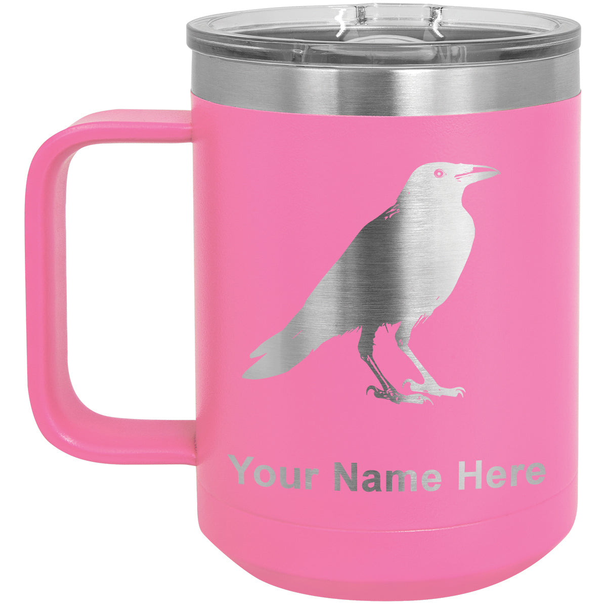 15oz Vacuum Insulated Coffee Mug, Crow, Personalized Engraving Included