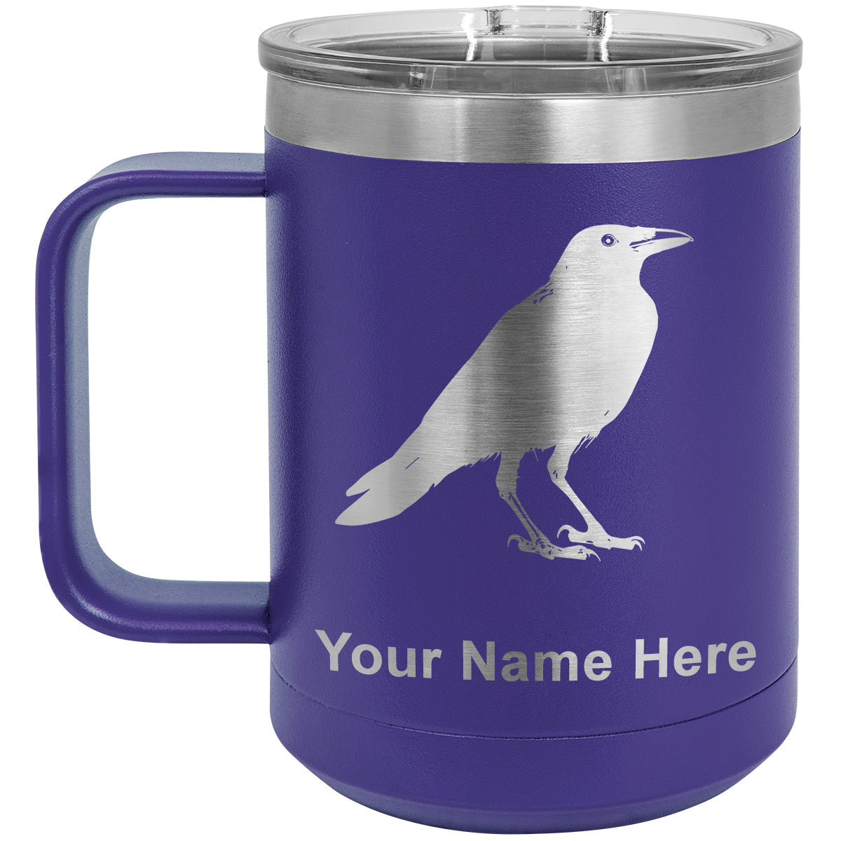 15oz Vacuum Insulated Coffee Mug, Crow, Personalized Engraving Included