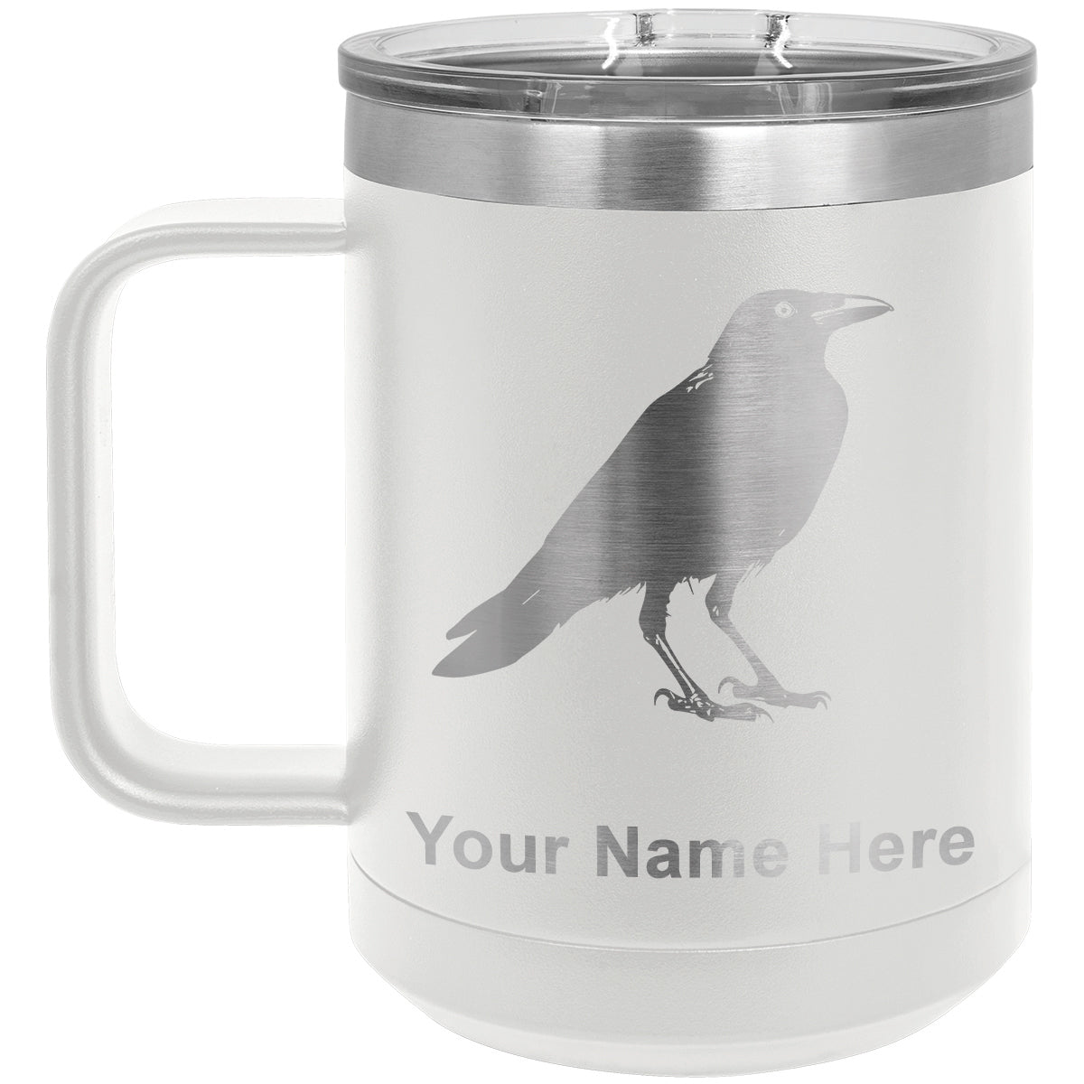 15oz Vacuum Insulated Coffee Mug, Crow, Personalized Engraving Included