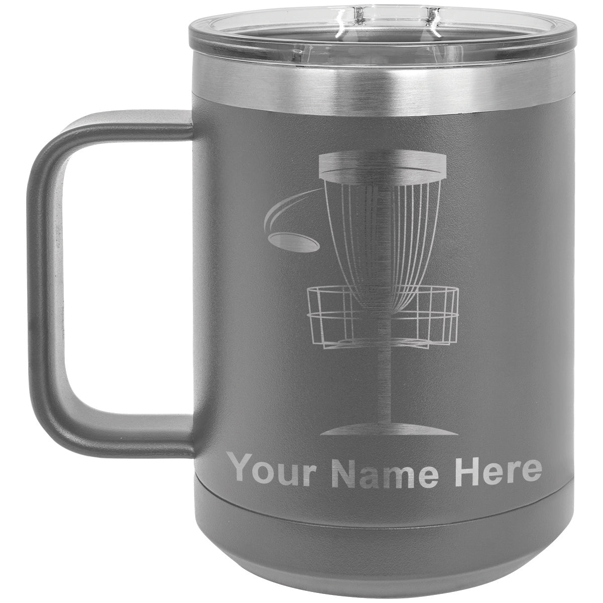 15oz Vacuum Insulated Coffee Mug, Disc Golf, Personalized Engraving Included