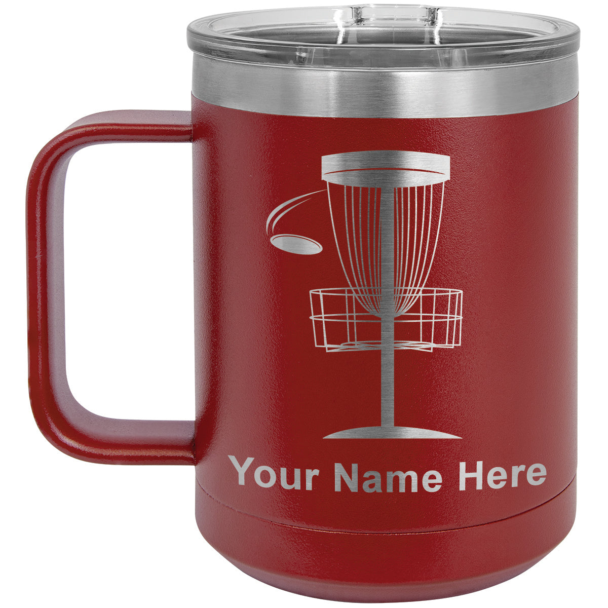 15oz Vacuum Insulated Coffee Mug, Disc Golf, Personalized Engraving Included