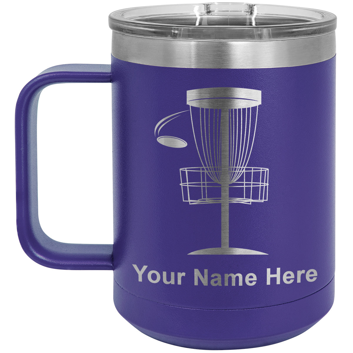 15oz Vacuum Insulated Coffee Mug, Disc Golf, Personalized Engraving Included