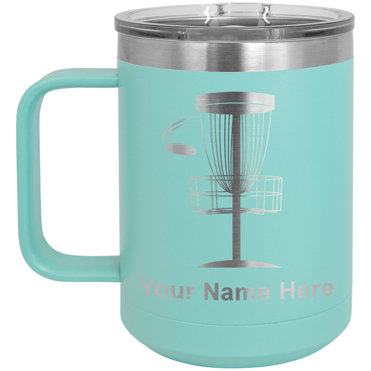 15oz Vacuum Insulated Coffee Mug, Disc Golf, Personalized Engraving Included