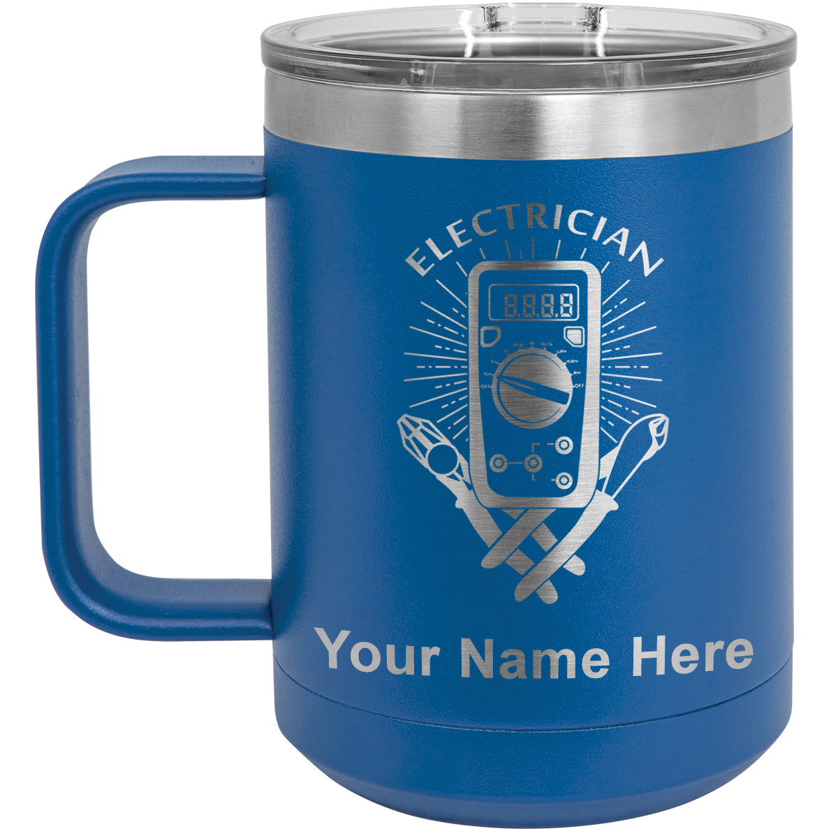 15oz Vacuum Insulated Coffee Mug, Electrician, Personalized Engraving Included