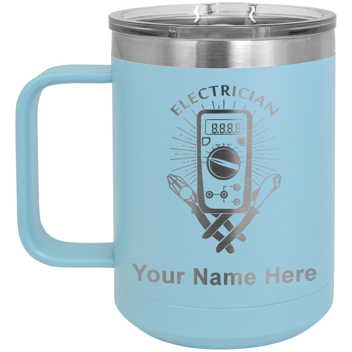 15oz Vacuum Insulated Coffee Mug, Electrician, Personalized Engraving Included