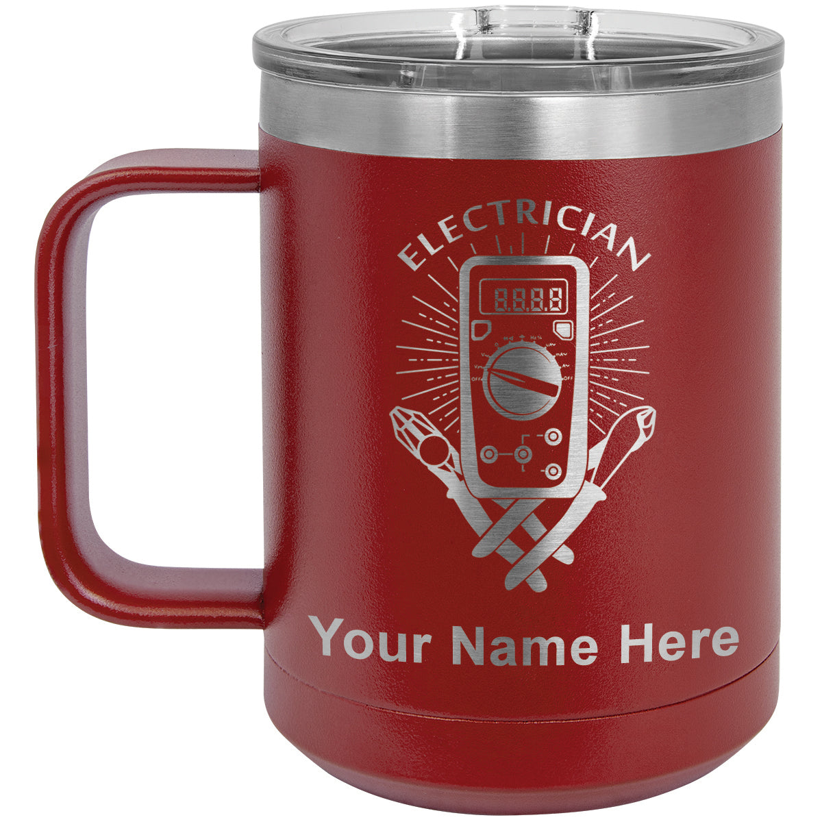 15oz Vacuum Insulated Coffee Mug, Electrician, Personalized Engraving Included