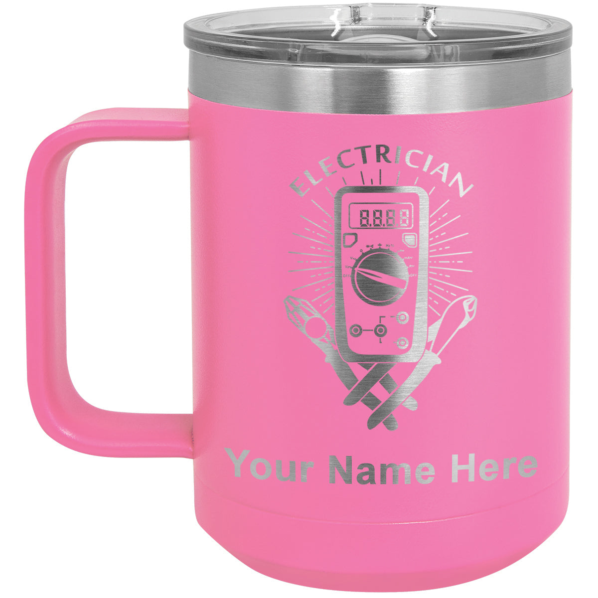 15oz Vacuum Insulated Coffee Mug, Electrician, Personalized Engraving Included