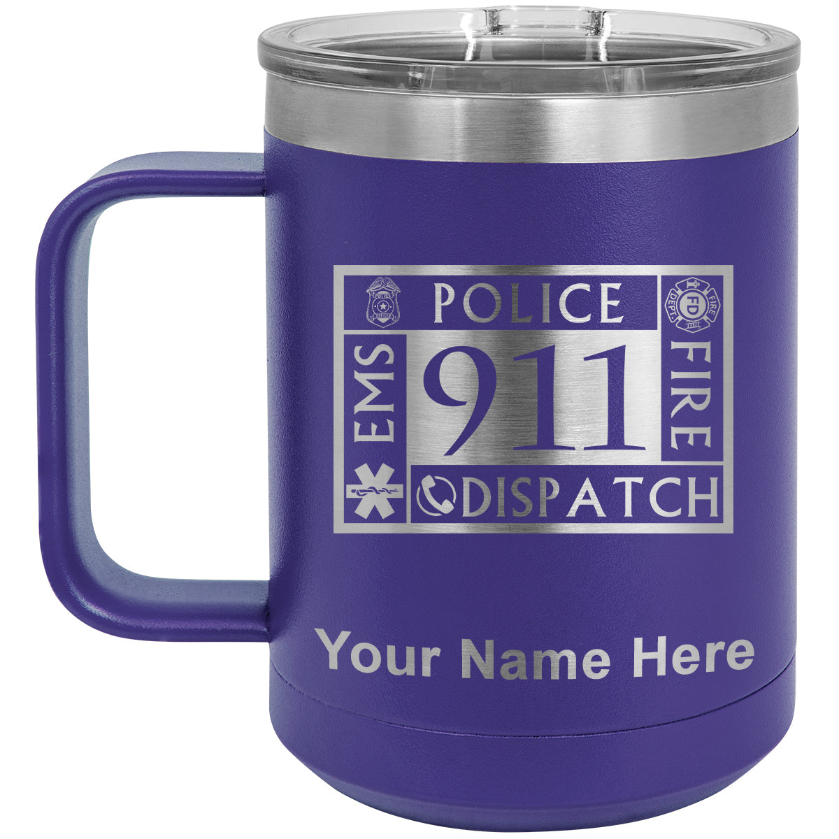 15oz Vacuum Insulated Coffee Mug, Emergency Dispatcher 911, Personalized Engraving Included