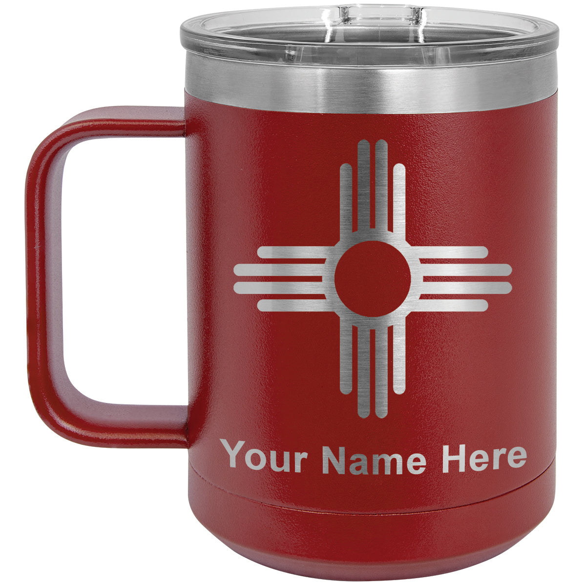 15oz Vacuum Insulated Coffee Mug, Flag of New Mexico, Personalized Engraving Included