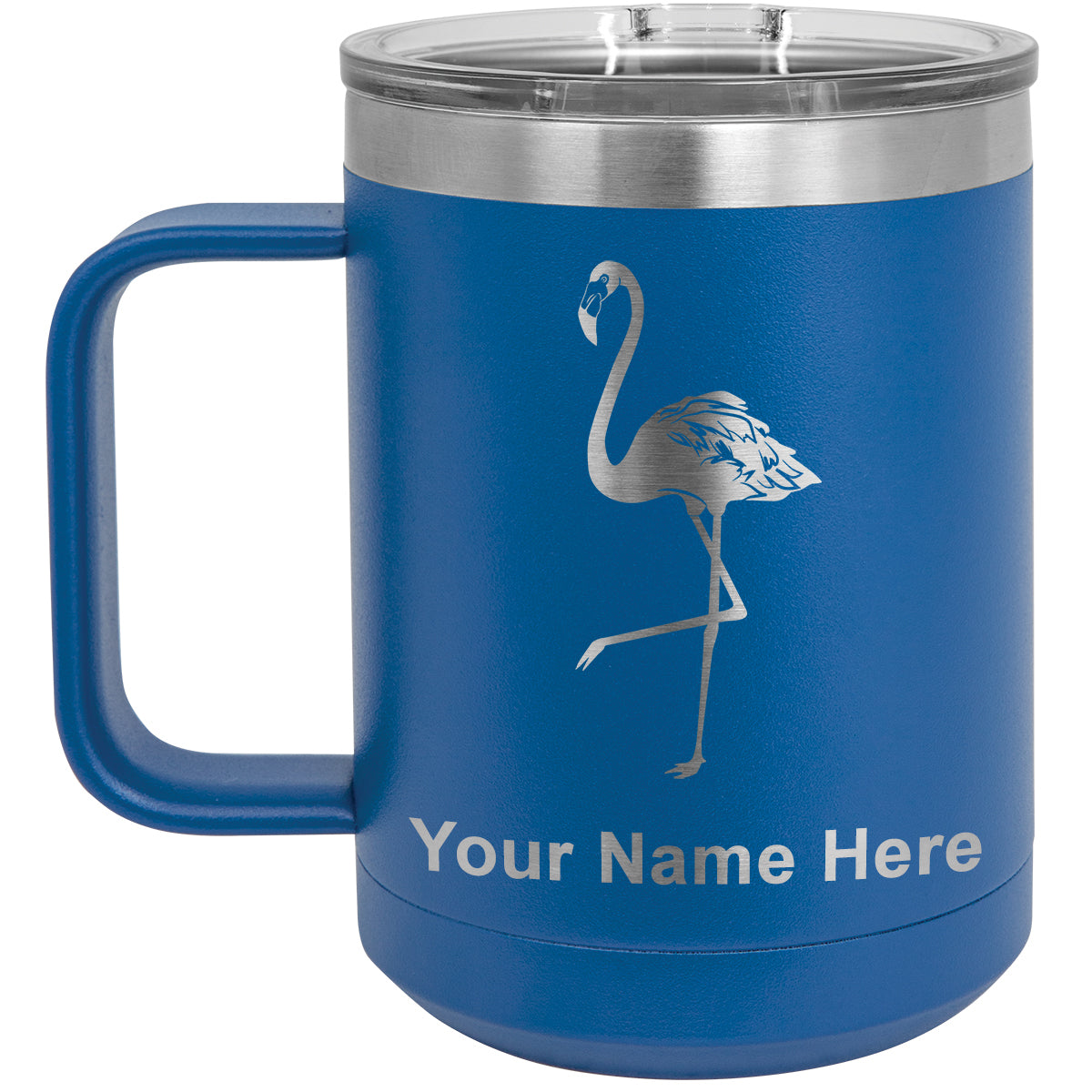 15oz Vacuum Insulated Coffee Mug, Flamingo, Personalized Engraving Included