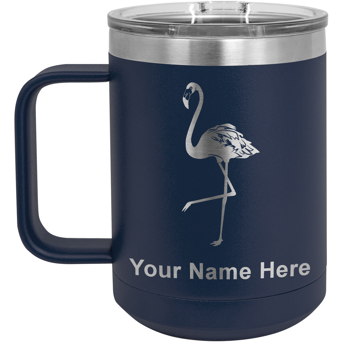 15oz Vacuum Insulated Coffee Mug, Flamingo, Personalized Engraving Included